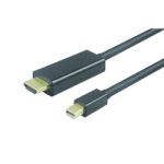 Mini DP1.2 M to HDMI1.4 M Cable Supports 4k*2k3'Black Gold Plated