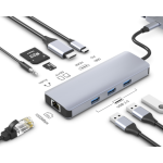 8-in-1 USB Type C Multiport Adapter 6inch GreyHDMI 4K@60Hz x1 USB-A 3.0 x3 Gigabit Ethernet x1 USB-C PD x1