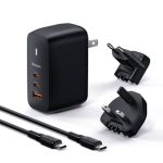 Mcdodo CH-8442 65W GaN Fast Charger (USA with UK/EU Plug) w/ USB C Cable Black